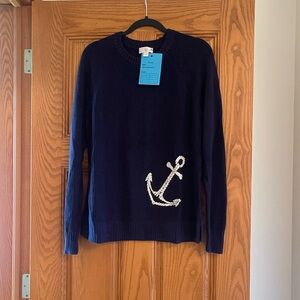 Belle by Kim Gravel Navy Sweater with Anchor Design